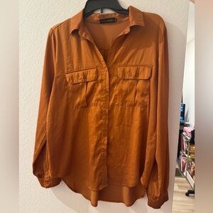 JLUXLABEL Vibrant Orange Satin Top